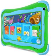 📱 7-inch wifi children's tablet, 32gb touchscreen hd display, dual cameras, pre-installed educational apps, parental control, toddler learning tablet, google play store, youtube, netflix (green) logo