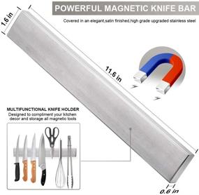 img 3 attached to 🔪 Premium 12 Inch Stainless Steel Magnetic Knife Strip: Space-Saving Wall Mounted Kitchen Knives Bar, No Drilling Powerful Magnetic Knife Rack – Perfect Utensil and Tool Holder for Home