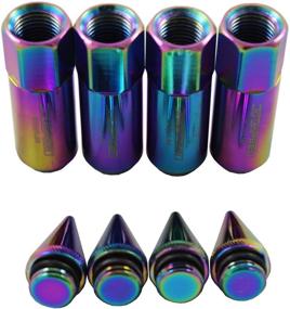img 1 attached to 🔩 JDMSPEED 20PCS M12X1.5 Cap Spiked Extended Neo Chrome Aluminum Lug Nuts for 60mm Tuner Wheels Rims