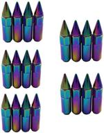 🔩 jdmspeed 20pcs m12x1.5 cap spiked extended neo chrome aluminum lug nuts for 60mm tuner wheels rims logo