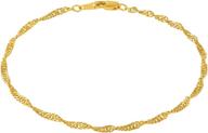🌟 lifetime jewelry whisper chain anklet 2mm for women and girls, 24k real gold plated logo