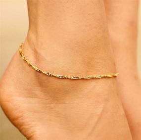 img 3 attached to 🌟 LIFETIME JEWELRY Whisper Chain Anklet 2mm for Women and Girls, 24k Real Gold Plated