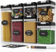 airtight food storage containers set - 7 pc - pantry organization and storage, 100% airtight, bpa free clear plastic, kitchen canisters for flour, sugar and cereal, labels & marker (black) - improve your pantry organization with our airtight storage containers! логотип