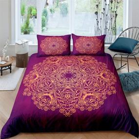 img 3 attached to Bohemian Vintage Duvet Cover - Erosebridal Goldern Mandala King Size Bedding Set