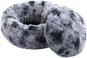 img 2 attached to 🐾 2in1 Dog Bed Cat Bed, Calming Comfortable Soft Fur, Donut Cuddler Round Cushion Bed for Small Medium Size Pets, Machine Washable Removable Cover with Non-Slip Bottom - 24” Grey