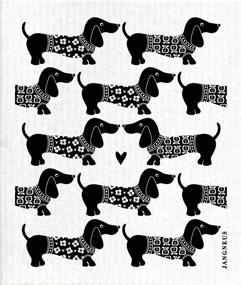 img 2 attached to 🐾 Jangneus Swedish Dishcloths/Sponge Cloths: Dachshund Dogs Pack - 2-Pk Black