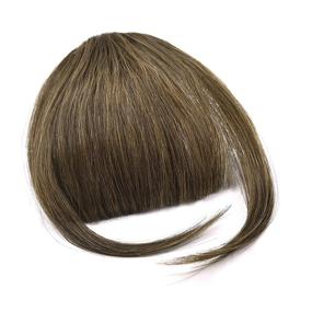 img 3 attached to 💇 SEIKEA Bangs Hair Clip: Stylish Wispy Fringe Hairpiece with Temples for Women - Medium Brown with Golden Brown Highlights