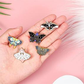 img 1 attached to 🦋 Set of 5 Colorful Butterfly Enamel Pins - Cool Lapel Pins, Moth Brooch Pin for Backpacks, Steampunk Badge Jewelry - Ideal for Women and Girls