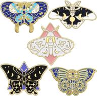 🦋 set of 5 colorful butterfly enamel pins - cool lapel pins, moth brooch pin for backpacks, steampunk badge jewelry - ideal for women and girls logo