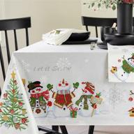 🎅 benson mills believe snowman printed fabric tablecloth – perfect for christmas, winter, and holiday decor (60"x104" rectangular, believe snowman) logo