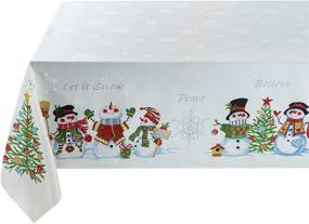 img 3 attached to 🎅 Benson Mills Believe Snowman Printed Fabric Tablecloth – Perfect for Christmas, Winter, and Holiday Decor (60"x104" Rectangular, Believe Snowman)