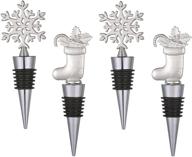 🍷 christmas-themed 4pack wine bottle stopper - unique alloy stoppers for festive decor, winter holiday wedding party supplies, wine accessory gift for hostess - wine bottle corkers логотип