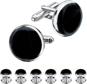 img 4 attached to 👔 HAWSON Men's Black Cufflinks and Studs Set for Tuxedo