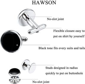 img 3 attached to 👔 HAWSON Men's Black Cufflinks and Studs Set for Tuxedo