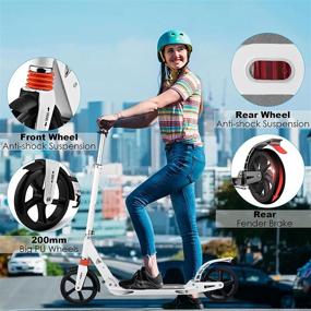 img 3 attached to 🛴 Hikole Scooter for Kids and Adults 10 Years and Up, Front and Rear Wheel Anti-Shock Suspension - Quick-Release Folding System, and Scooter Shoulder Strap, 7.9-Inch Big Wheels - Great Scooters for Adults, Teens, and Children