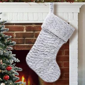 img 4 attached to 🎄 S-DEAL 21" Christmas Stocking with Double-Layered White Faux Fur Cuff - Ideal for Gift Holding, Party Décor, and Holiday Ornaments on Mantel