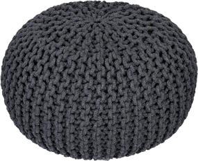 img 1 attached to 🪑 Authentic Artisans Of India Round Footrest Pouffe Stool - 100% Cotton, Charcoal Gray, 20x20x14 Inches