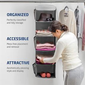 img 2 attached to 👠 Zober 5 Shelf Hanging Closet Organizer: Space-Saver with Side Pockets, Sturdy Hooks - Ideal for Clothes Storage, Shoes, and More!