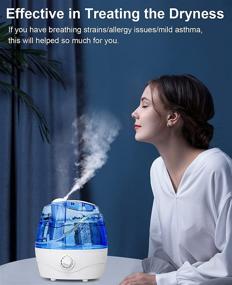 img 2 attached to Adjustable Cool Mist Humidifier - Quiet Ultrasonic Humidifiers for Baby, 2.2L Vaporizers for Bedroom and Large Room - Auto Shut Off, 360° Nozzle, 24 Hours Runtime - Portable Humidifiers for Home, Office