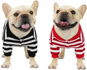 img 4 attached to Striped Bulldog Sweatshirt Sweater Stretchy