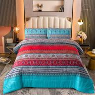 🌸 boho floral mandala paisley comforter set - vibrant boho chic queen bedding, exotic medallion design, soft microfiber, multi-colored bohemian queen bedding set logo