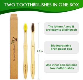 img 1 attached to 🌿 Natural Bamboo Charcoal Toothbrushes with Soft Bristles - Pack of 10, Eco-Friendly & Biodegradable Wood Toothbrushes