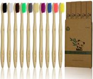 🌿 natural bamboo charcoal toothbrushes with soft bristles - pack of 10, eco-friendly & biodegradable wood toothbrushes logo