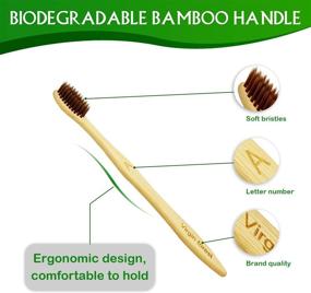 img 3 attached to 🌿 Natural Bamboo Charcoal Toothbrushes with Soft Bristles - Pack of 10, Eco-Friendly & Biodegradable Wood Toothbrushes