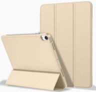 zryxal ipad air 4 case: 10.9 inch 2020 - protective cover with pencil holder and charging, champagne gold, touch id support logo