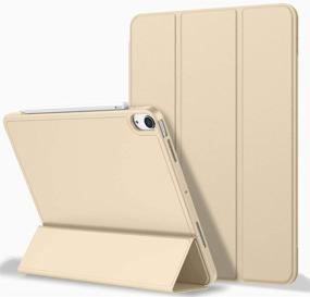 img 4 attached to ZryXal iPad Air 4 Case: 10.9 Inch 2020 - Protective Cover with Pencil Holder and Charging, Champagne Gold, Touch ID Support