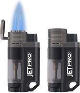 🔥 jetpro torch lighter: pocket-sized, 4 jet flame windproof lighter - refillable butane (2-pack) logo