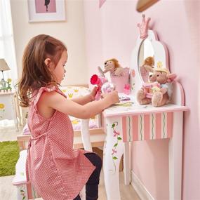 img 2 attached to 👑 Fantasy Fields Princess and Frog Vanity Table and Stool Set - 1 Drawer, White Pink, Crown Design - Perfect Gift for Kids