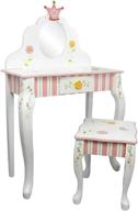 👑 fantasy fields princess and frog vanity table and stool set - 1 drawer, white pink, crown design - perfect gift for kids логотип