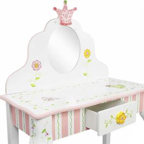 img 1 attached to 👑 Fantasy Fields Princess and Frog Vanity Table and Stool Set - 1 Drawer, White Pink, Crown Design - Perfect Gift for Kids