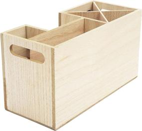 img 1 attached to Kitchen Cutlery Holder, Wooden Utensil Caddy for Organizing Supplies (11 x 4.8 x 6 Inches)