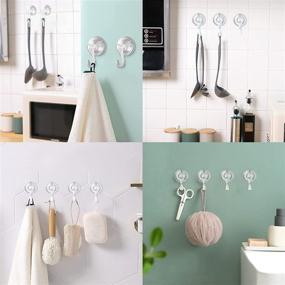 img 1 attached to VIS'V Small Clear Suction Cup Hooks - Reusable Heavy Duty Vacuum Hooks for Bathroom & Kitchen - 6 Pack