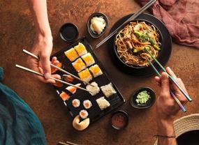 img 1 attached to 🥢 EMRSTORES Stainless Steel Chopsticks: Multicolor Reusable Set, Dishwasher Safe, Easy to Use – Square Lightweight Metal Chopsticks for All Occasions