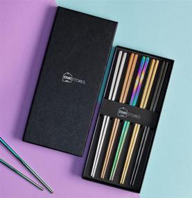 img 3 attached to 🥢 EMRSTORES Stainless Steel Chopsticks: Multicolor Reusable Set, Dishwasher Safe, Easy to Use – Square Lightweight Metal Chopsticks for All Occasions