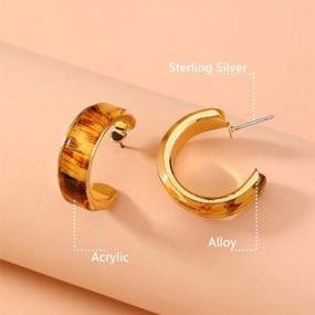 img 1 attached to Stylish Cinsionze Acrylic Hoop Earrings: Leopard Print, Geometric Design, C-Shaped Studs - Fashionable Boho Hoops & Retro Statement Dangle Jewelry for Women and Girls