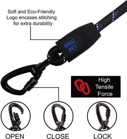 img 1 attached to 🐾 Kruz Reflective Dog Leash - Premium Safety and Control for Walking, Running, and Training - Durable Rope with Soft Silicone Grip and Click & Lock Snap