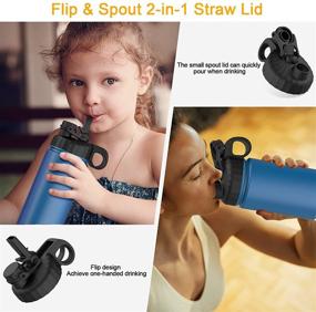 img 3 attached to 🍹 2 Pack Replacement Straw Lid for Hydroflask Flip and Spout – Wide Mouth 2-in-1 Cap with Handle – Compatible with Hydro Flask Lid – Top Sports Water Bottle Accessories – Fits 12, 16, 18, 20, 32, 40, 64 Oz