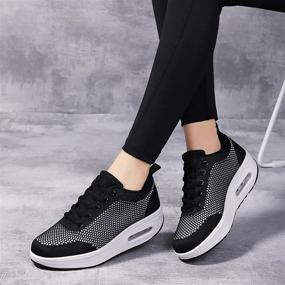 img 1 attached to Women's Wedge Tennis Rocker Shoes for Walking, Sports 👟 & Fitness - Lightweight Sneakers with Air Cushion & Slip-On Design