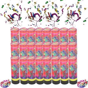 img 4 attached to 🎉 Allinthree 6 inch Party Popper Confetti Popper (Pack of 24): Perfect for Birthdays, Weddings, Graduations & More—you'll be Amazed by its Spring-powered Cleanup!