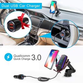 img 3 attached to 📱 Auto-Clamping Wireless Car Charger Qi Air Vent Dashboard Phone Holder 10W/7W - Compatible with iPhone 13/12/11/11 Pro/11 Pro Max/XS Max/XS/XR/X/8, Samsung S10/S9/S8/Note10/Note9