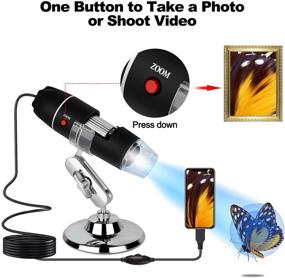 img 1 attached to 🔬 Black USB Digital Microscope with 8 LED Lights, 40X-1000X Zoom Camera, OTG Adapter & 360° Metal Bracket - Mac, Android, Windows 7 8 10 Compatible