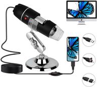 🔬 black usb digital microscope with 8 led lights, 40x-1000x zoom camera, otg adapter & 360° metal bracket - mac, android, windows 7 8 10 compatible logo