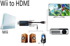 img 3 attached to 🎮 HONSHEN Wii в HDMI Конвертер Адаптер Черный с HDMI Кабелем длиной 3 фута - Видео и аудиовыход через Jack разъем 3,5 мм - Поддержка всех режимов отображения Wii, совместимость с Full HD устройствами (Черный)