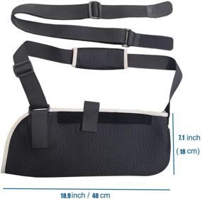 img 4 attached to 🩹 Solmyr Arm Sling: Ergonomic Design for Broken Fractured Arm Elbow Wrist - Adjustable Shoulder Strap, Split Strap and Waistband - Universal Fit for Left and Right Arms (L)