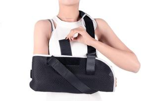 img 3 attached to 🩹 Solmyr Arm Sling: Ergonomic Design for Broken Fractured Arm Elbow Wrist - Adjustable Shoulder Strap, Split Strap and Waistband - Universal Fit for Left and Right Arms (L)