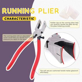 img 2 attached to Swpeet Glass Cutter Tool Kit - 9 Piece Set with Breaker Grozer Pliers, Curve Jaw Glass 🔪 Running Pliers, Rubber Tips, Pencil-Style Oil Feed Carbide Tip Glass Cutter, 2 Extra Blades, Oil Dropper, and Screwdriver